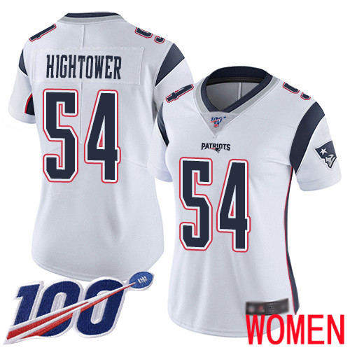 New England Patriots Football #54 100th Limited White Women Dont a Hightower Road NFL Jersey